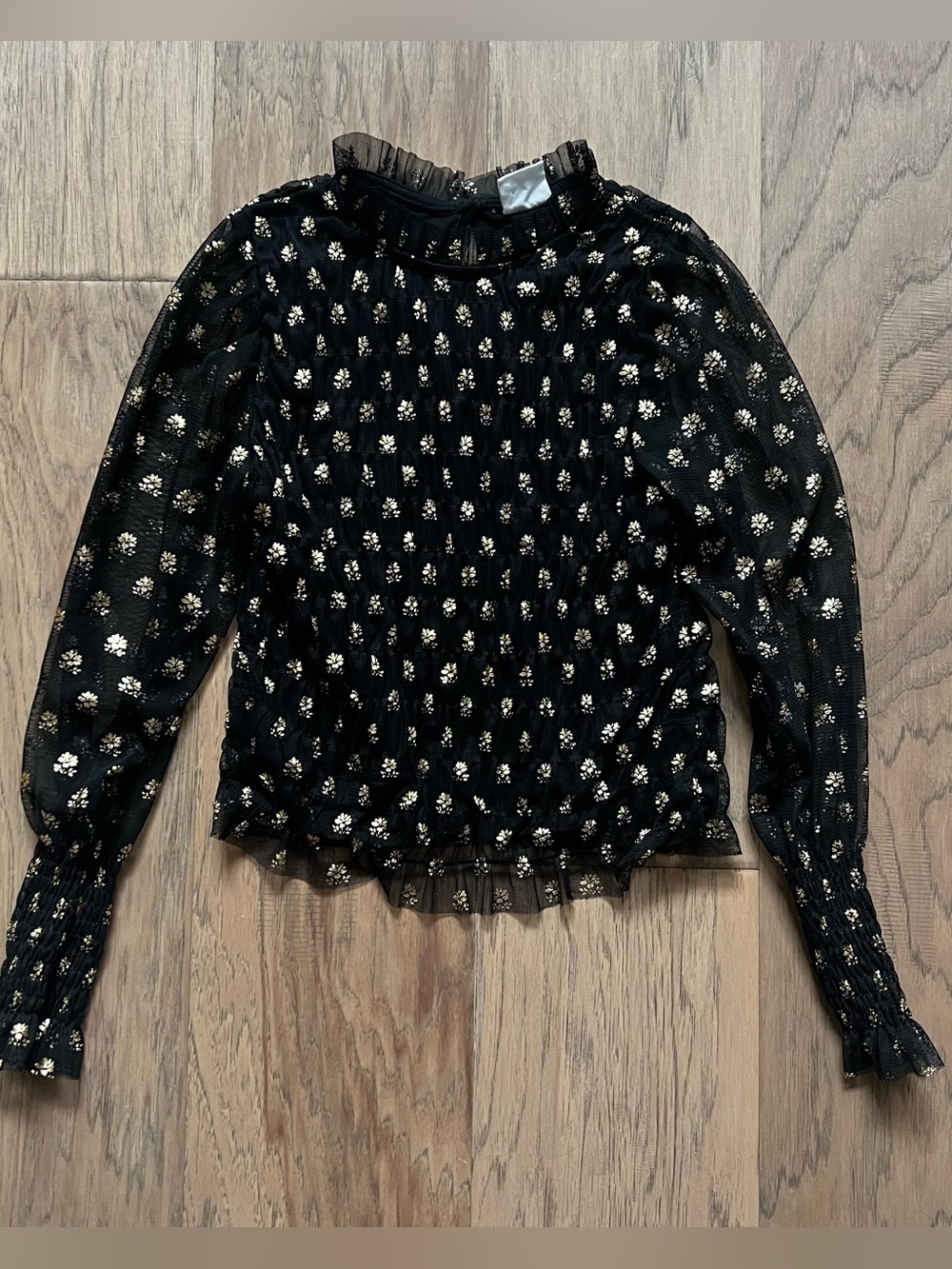 Girl’s Zara Black Top with Gold Floral Accents